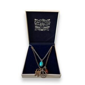 Lucky Brand Boho Grunge Charm Necklace with Original Box